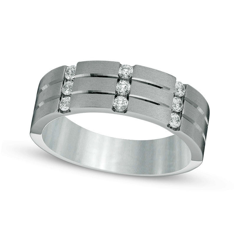 Previously Owned - Men's 0.33 CT. T.W. Natural Diamond Nine Stone Anniversary Band in Solid 10K White Gold