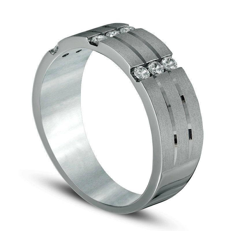 Previously Owned - Men's 0.33 CT. T.W. Natural Diamond Nine Stone Anniversary Band in Solid 10K White Gold