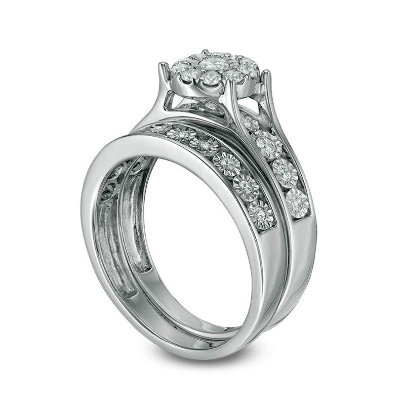 Previously Owned - 0.50 CT. T.W. Natural Diamond Frame Bridal Engagement Ring Set in Solid 10K White Gold