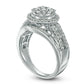 Previously Owned - 1.0 CT. T.W. Composite Natural Diamond Frame Multi-Row Antique Vintage-Style Engagement Ring in Solid 10K White Gold