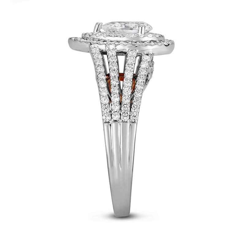 Previously Owned - Adrianna Papell 1.5 CT. T.W. Pear-Shaped Natural Diamond Engagement Ring in Solid 14K Two-Tone Gold