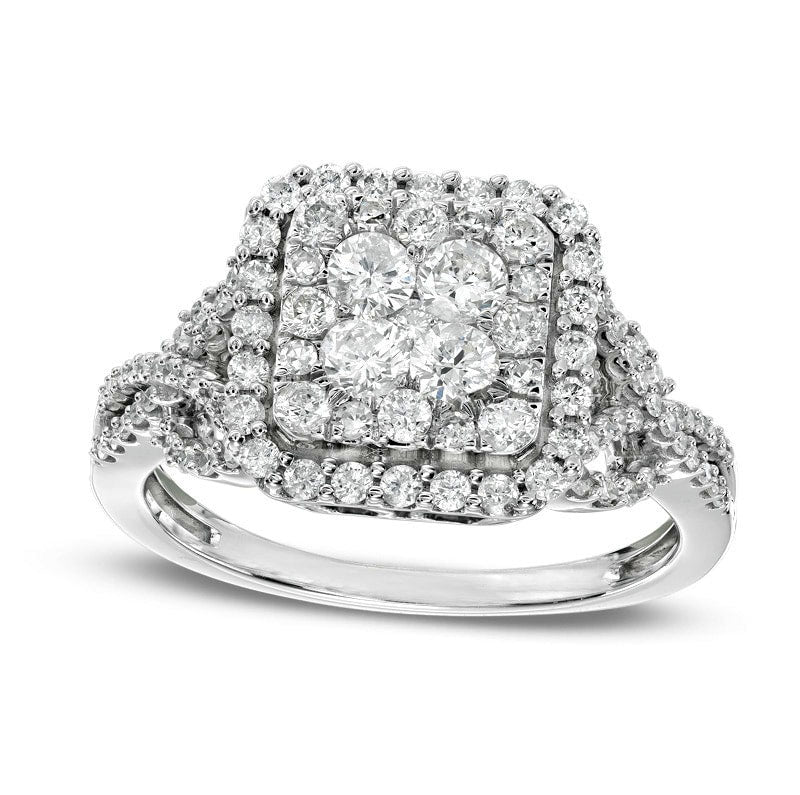 Previously Owned - 1.0 CT. T.W. Composite Natural Diamond Frame Ring in Solid 10K White Gold