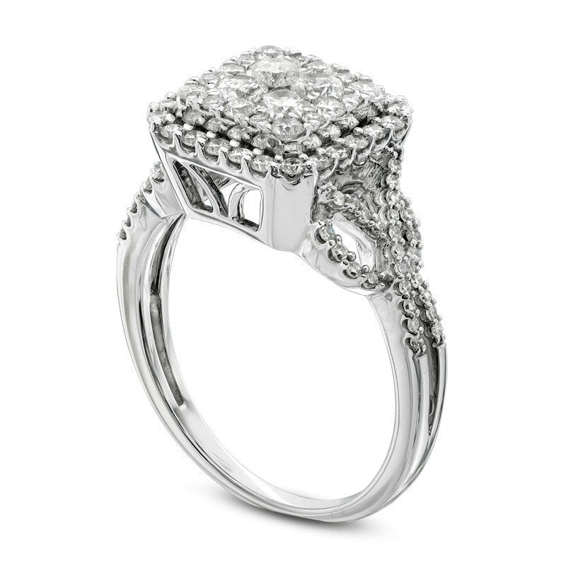 Previously Owned - 1.0 CT. T.W. Composite Natural Diamond Frame Ring in Solid 10K White Gold