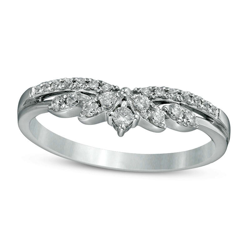 Previously Owned - 0.25 CT. T.W. Natural Diamond Crown Contour Anniversary Band in Solid 14K White Gold