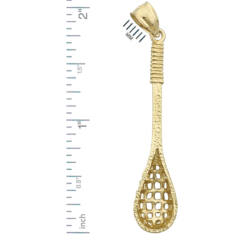 14K Gold 3D Lacrosse Pendant