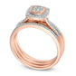 Previously Owned - 0.33 CT. T.W. Natural Diamond Square Composite Frame Bridal Engagement Ring Set in Solid 10K Rose Gold