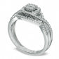 Previously Owned - 0.50 CT. T.W. Natural Diamond Cluster Twist Shank Bridal Engagement Ring Set in Solid 10K White Gold