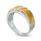 Previously Owned - Men's 0.25 CT. T.W. Natural Diamond Triple Slant Band in Solid 10K Two-Tone Gold