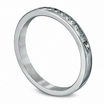 Previously Owned - 0.25 CT. T.W. Princess-Cut Natural Diamond Wedding Band in Solid 14K White Gold