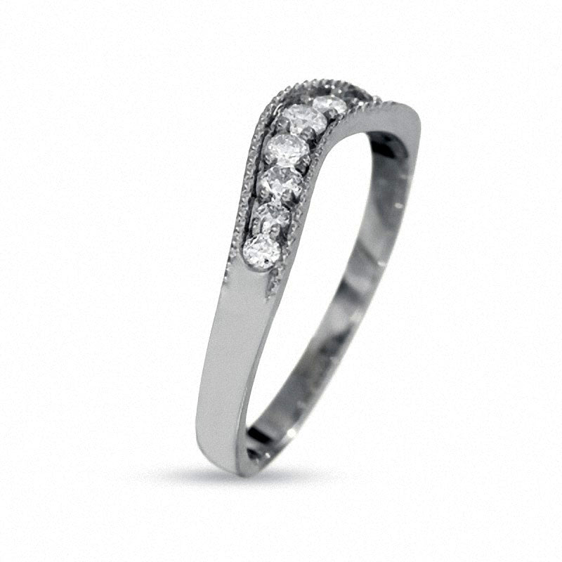 Previously Owned - 0.25 CT. T.W. Natural Diamond Contour Band in Solid 14K White Gold