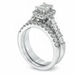 Previously Owned - 2.0 CT. T.W. Radiant-Cut Natural Diamond Framed Bridal Engagement Ring Set in Solid 14K White Gold