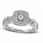 Previously Owned - 0.33 CT. T.W. Natural Diamond Antique Vintage-Style Double Frame Interlocking Shank Engagement Ring in Solid 10K White Gold