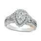 Previously Owned - 1.0 CT. T.W. Composite Natural Diamond Pear-Shaped Frame Engagement Ring in Solid 10K Two-Tone Gold