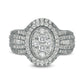 Previously Owned - 1.0 CT. T.W. Composite Oval Natural Diamond Frame Multi-Row Engagement Ring in Solid 10K White Gold