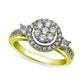 Previously Owned - 1.0 CT. T.W. Natural Diamond Cluster Frame Bridal Engagement Ring Set in Solid 10K Yellow Gold