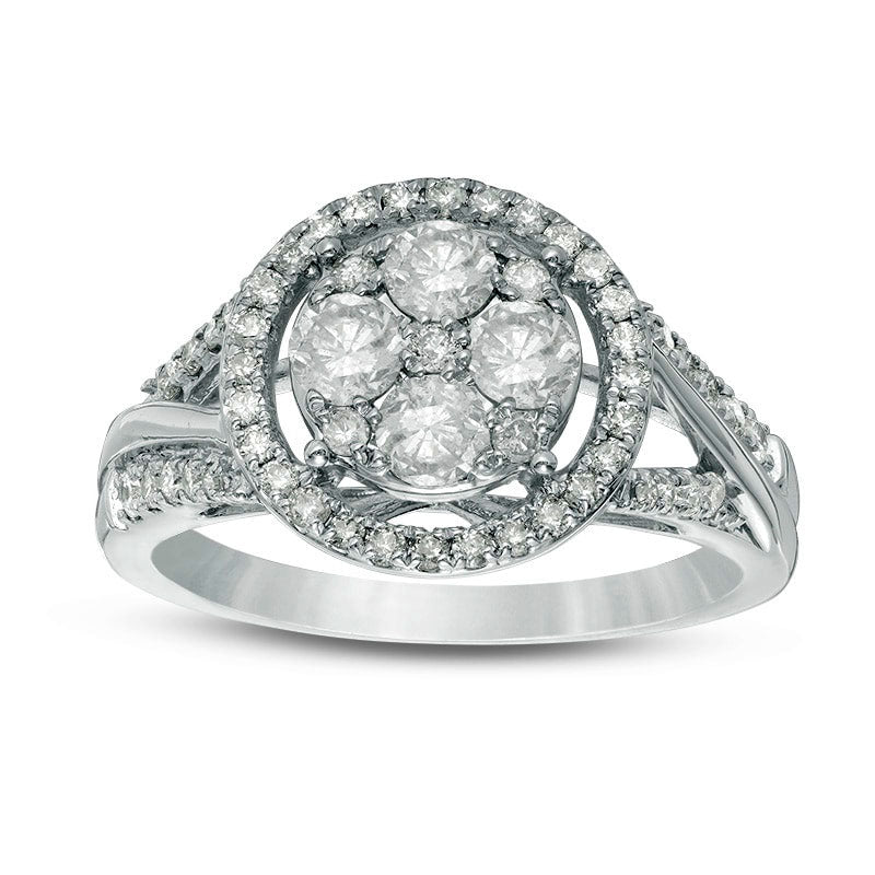 Previously Owned - 1.0 CT. T.W. Composite Natural Diamond Frame Engagement Ring in Solid 10K White Gold