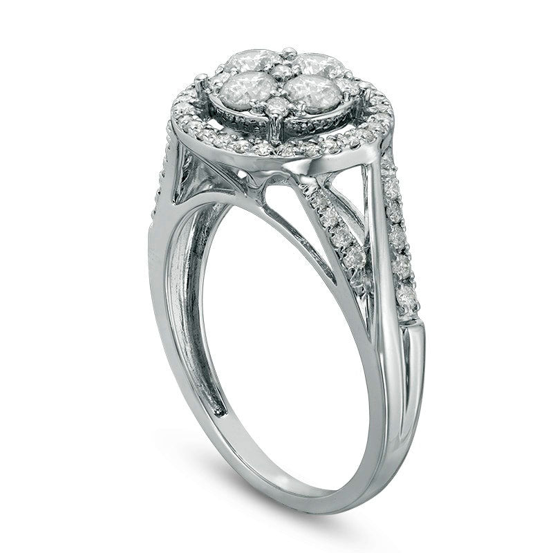 Previously Owned - 1.0 CT. T.W. Composite Natural Diamond Frame Engagement Ring in Solid 10K White Gold