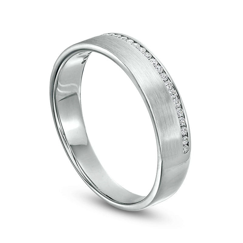 Previously Owned - Men's 0.13 CT. T.W. Natural Diamond Channel-Set Wedding Band in Solid 10K White Gold