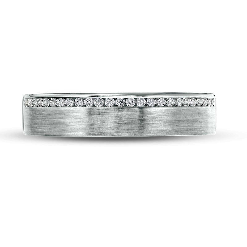 Previously Owned - Men's 0.13 CT. T.W. Natural Diamond Channel-Set Wedding Band in Solid 10K White Gold