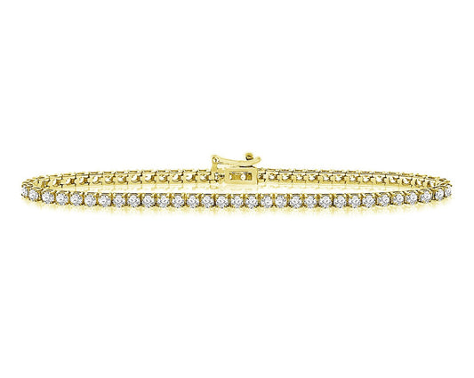 2 ct. tw. Four-Prong Natural Diamond Tennis Bracelet in 14k Yellow Gold