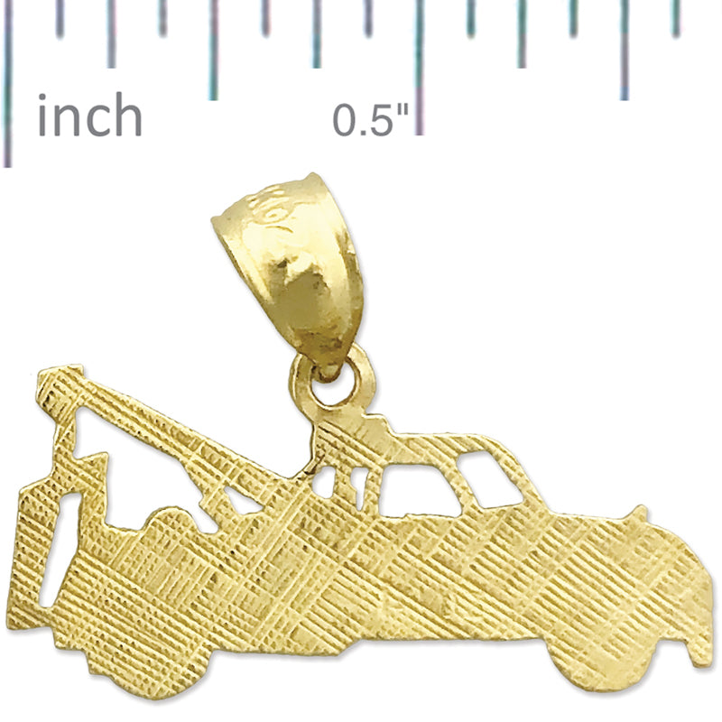 14K Gold Cut Out Tow Truck Charm