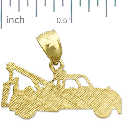 14K Gold Cut Out Tow Truck Charm