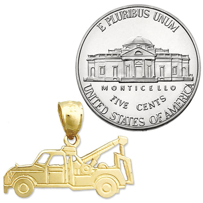 14K Gold Cut Out Tow Truck Charm
