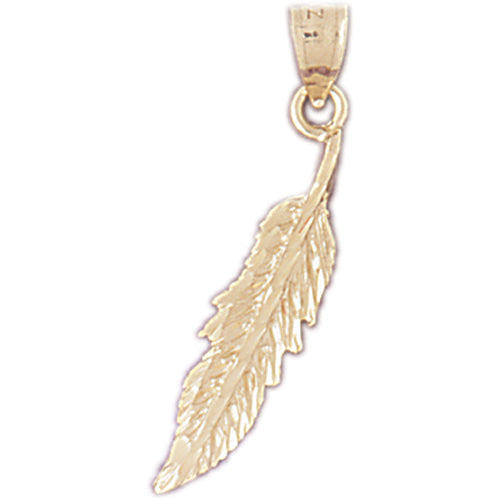 14K Gold 30MM Native Indian Feather Pendant