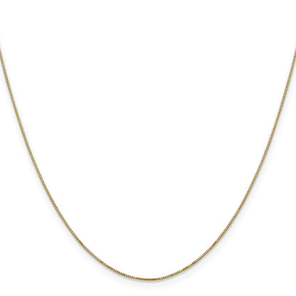 14K Yellow Gold 20 inch Carded .5mm Box Link with Spring Ring Clasp Chain Necklace