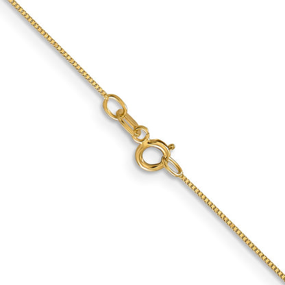 14K Yellow Gold 20 inch Carded .5mm Box Link with Spring Ring Clasp Chain Necklace