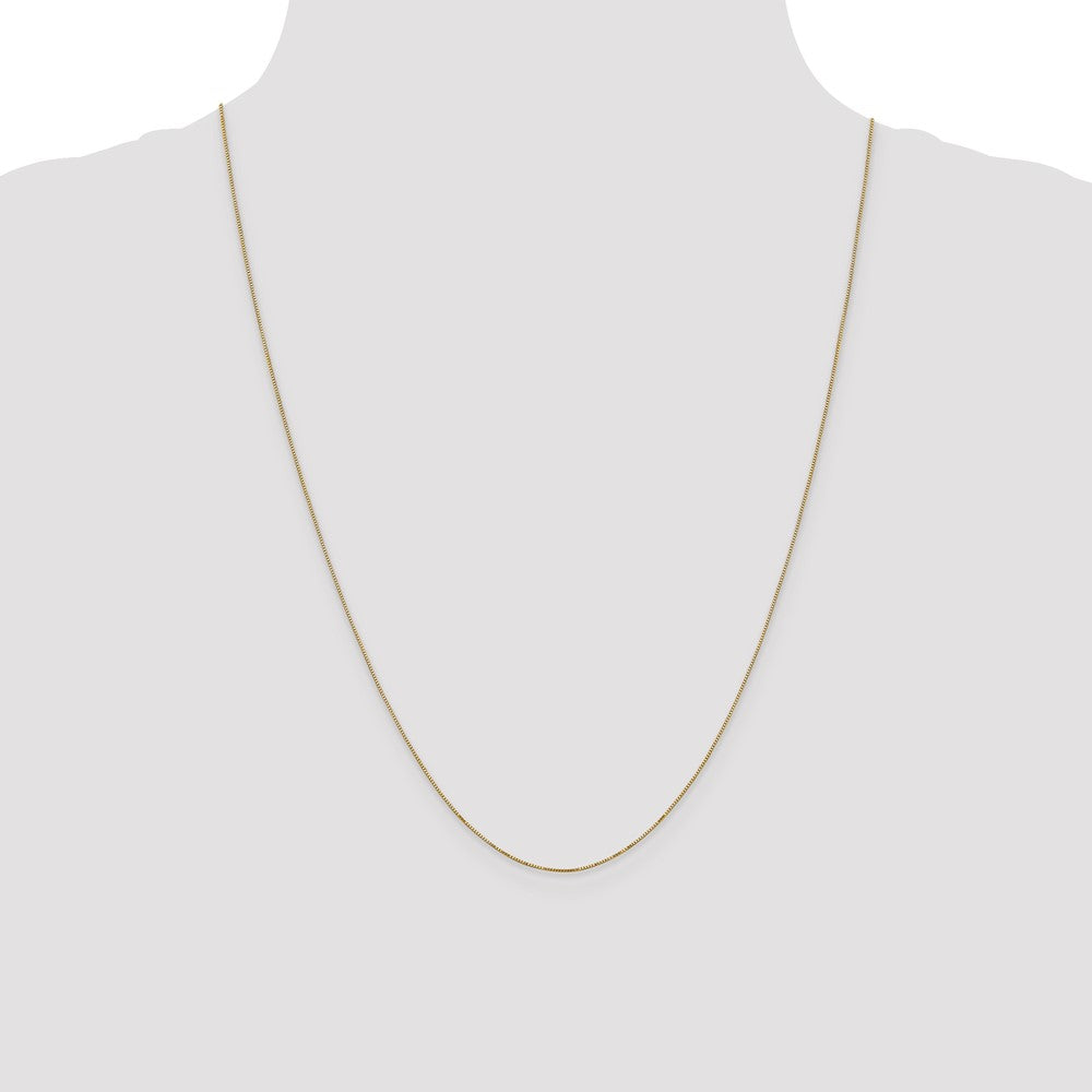 14K Yellow Gold 24 inch Carded .5mm Box Link with Spring Ring Clasp Chain Necklace