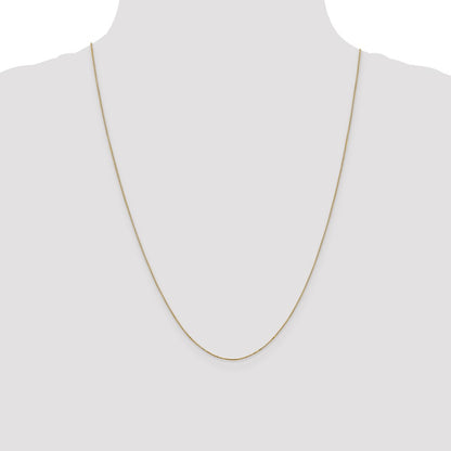 14K Yellow Gold 24 inch Carded .5mm Box Link with Spring Ring Clasp Chain Necklace