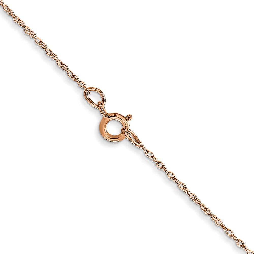 14K Rose Gold 13 inch Carded .5mm Cable Rope with Spring Ring Clasp Children Necklace Chain Necklace