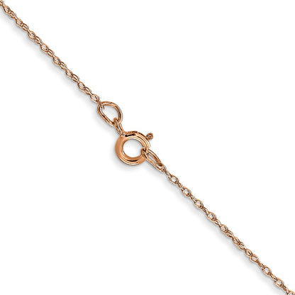 14K Rose Gold 13 inch Carded .5mm Cable Rope with Spring Ring Clasp Children Necklace Chain Necklace