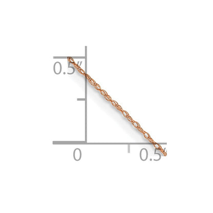 14K Rose Gold 13 inch Carded .5mm Cable Rope with Spring Ring Clasp Children Necklace Chain Necklace