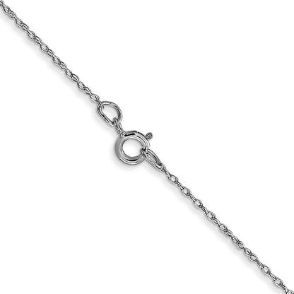 14K White Gold 13 inch Carded .5mm Cable Rope with Spring Ring Clasp Children Necklace Chain Necklace