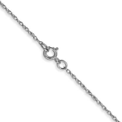 14K White Gold 13 inch Carded .6mm Cable Rope with Spring Ring Clasp Children Necklace Chain Necklace