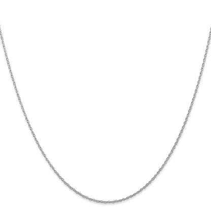 14K White Gold 16 inch Carded .7mm Cable Rope with Spring Ring Clasp Chain Necklace