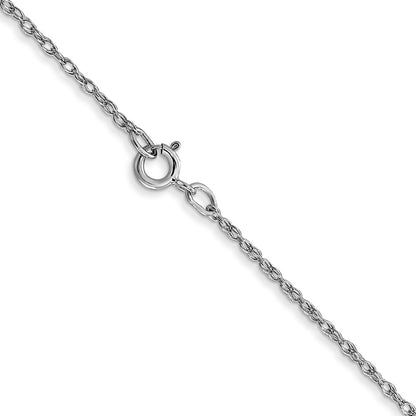 14K White Gold 16 inch Carded .7mm Cable Rope with Spring Ring Clasp Chain Necklace