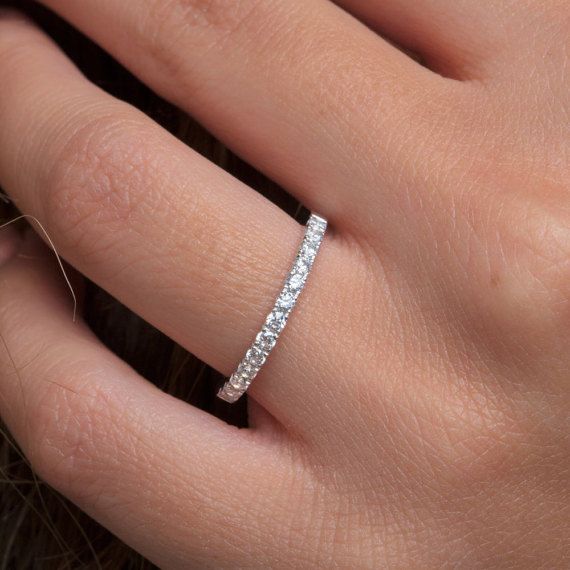 1/2ct Natural Diamond Wedding Ring Womens Stackable Eternity Band 14k Yellow Gold