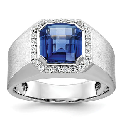 14k White Gold Men's Gemstone and Diamond Ring Mounting