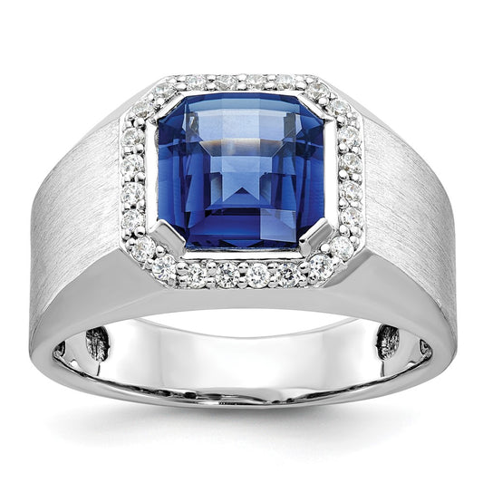 14k White Gold Men's Gemstone and Diamond Ring Mounting