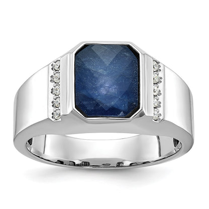 14k White Gold Men's Gemstone and Diamond Ring Mounting