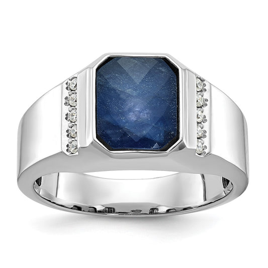14k White Gold Men's Gemstone and Diamond Ring Mounting