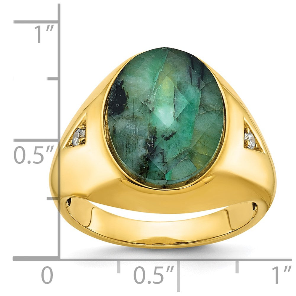 14k Yellow Gold Men's Oval Gemstone and Diamond Ring Mounting