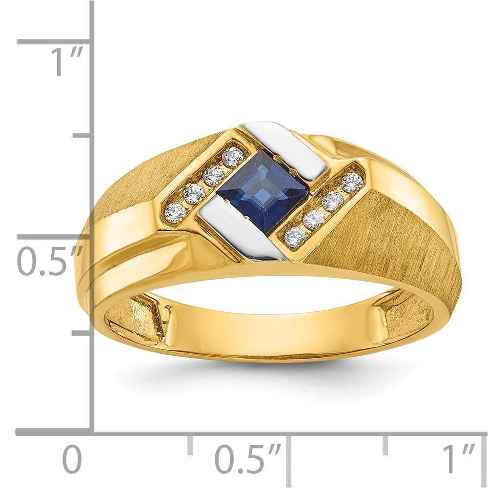 14k Yellow Gold Men's Gemstone and Diamond Satin Ring Mounting