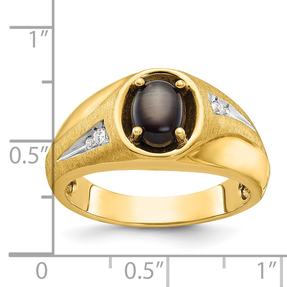 14k Yellow Gold Men's Satin Gemstone and Diamond Ring Mounting