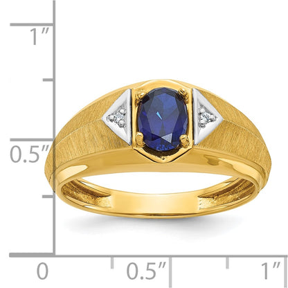 14k Yellow Gold Men's Gemstone and Diamond Satin Ring Mounting