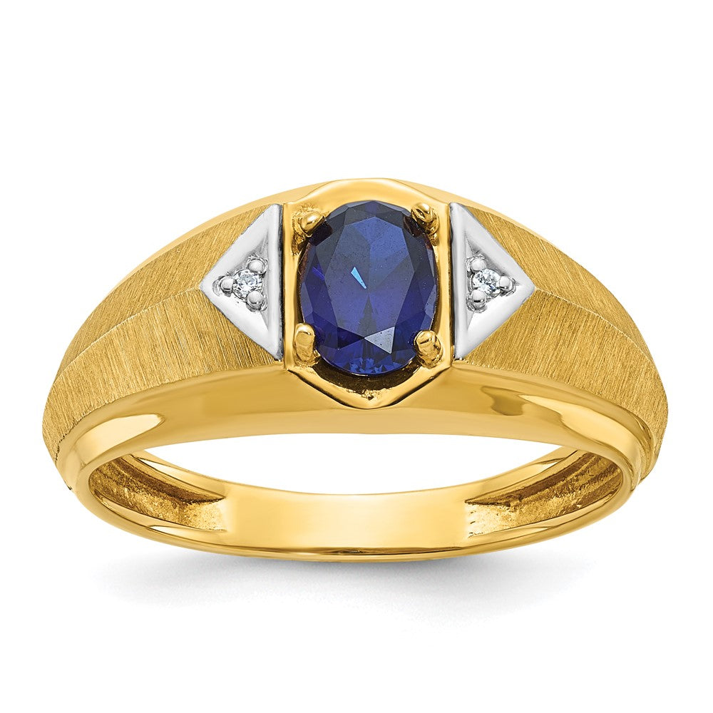 14k Yellow Gold Men's Gemstone and Diamond Satin Ring Mounting