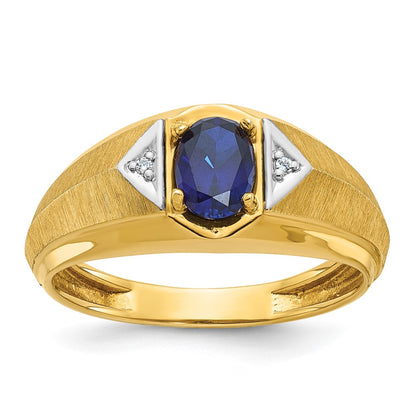 14k Yellow Gold Men's Gemstone and Diamond Satin Ring Mounting